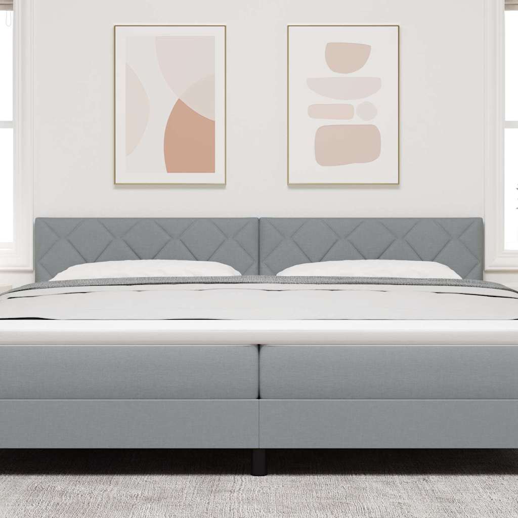 Headboard with LED Strip Lights Light Grey 200 cm Fabric